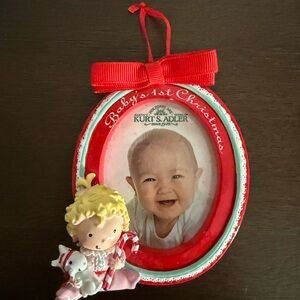 Kurt Adler Red and White Baby's 1st Christmas Ornament